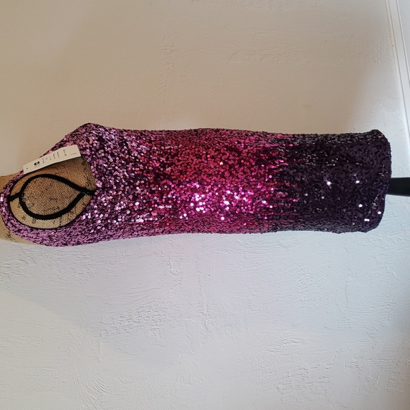 Pretty Guide purple and pink sequin dress womens size L - Picture 4 of 6